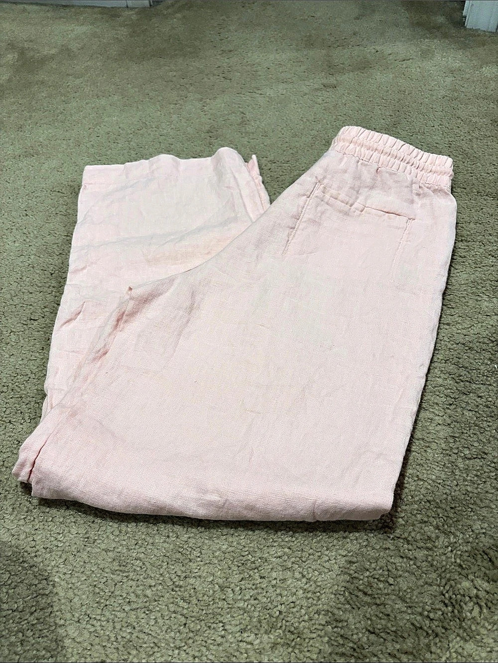Athleta Retreat Linen High Rise Wide Leg Pant Pink XS